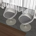 Modern Transparent Leisure Chairs with Black and Beige Cushions and Round Bases