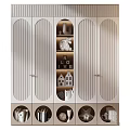 Elegant Modern Wardrobe With Light Colored Panel Doors Open Compartment And Decorative Items 3d model
