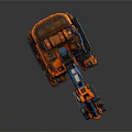 Orange Blue Mechanical Robot With Detailed Design And Mechanical Arm Tracked Legs