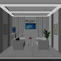Modern Lounge Area Interior With White Sofas Coffee Table TV And Decorative Paintings 3d model