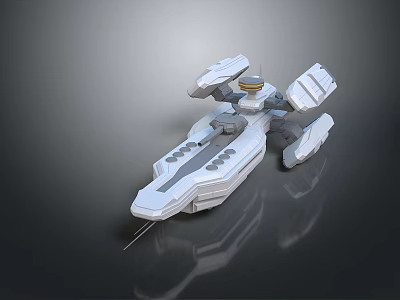 Futuristic Spaceship 3D Model With White Mechanical Structure And Detailed Sci-Fi Design 3d model
