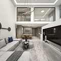 Modern Loft Living Room With Sofa And Chandelier