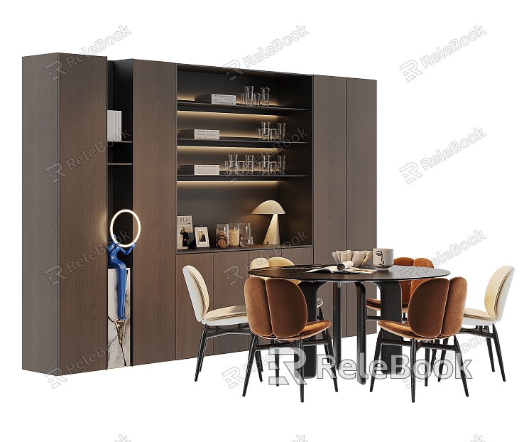 Dining Table and Chair Island Table Dining Table Island Table Round Table and Chair Tableware Sideboard Wine Cabinet Single Chair Decorations Planting model