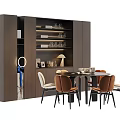Dining Table and Chair Island Table Dining Table Island Table Round Table and Chair Tableware Sideboard Wine Cabinet Single Chair Decorations Planting 3d model