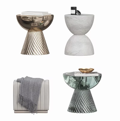 Modern Stylish Side Tables With Metal Marble And Glass Designs For Living Room Decor 3d model