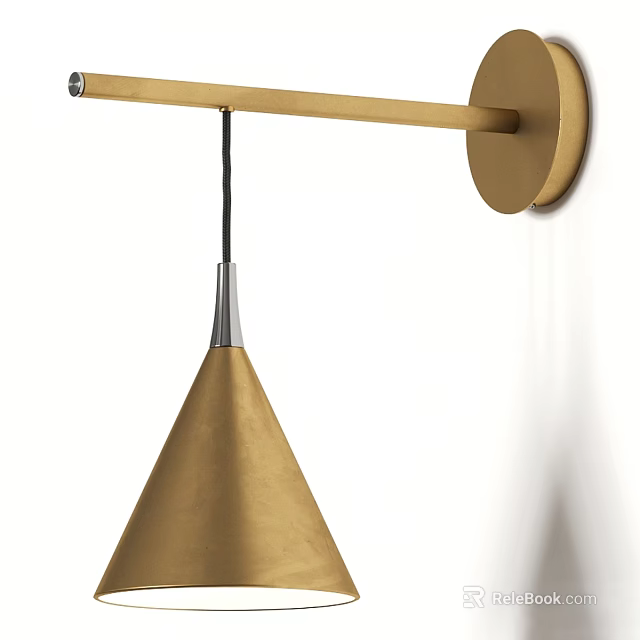 Modern Conical Shade Wall Lamp With Brass Finish For Elegant Home Lighting Decor 3d model