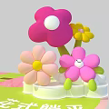 Inflatable Flower Shaped Models in Green Pink Exhibition Area with Booth Displays