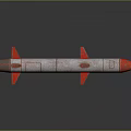 Military Missile Weapon With Red Fins And Gray Rocket Body Design