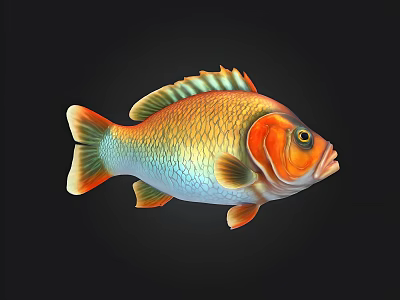 Colorful Tropical Fish With Vibrant Scales Orange Fins And Shiny Body 3d model