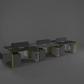 Modern Office Desk With Multiple Workstations Dividers Drawers And Yellow Edges