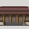 Ancient Architecture With Traditional Red Roof Wooden Structure Carved Doors And Stone Steps