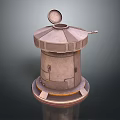 Small Stone Tower Structure With Circular Top Base And Metal Details 3d model