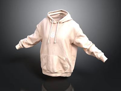 Casual Hooded Sweatshirt With Drawstrings Front Pocket Everyday Wear Item 3d model
