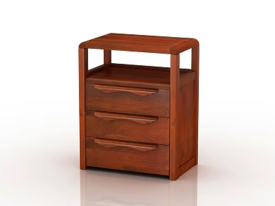 Solid Wood Dark Brown Chest of Drawers With Three Drawers Modern Design 3d model