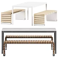 Modern Wooden Table and Bench Set With Metal Frame Contemporary Home Design