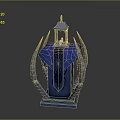Blue Decorative Lantern Structure With Spiked Frame Fabric And Glowing Top