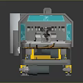 Industrial Machinery With Track Control Panel Yellow Base Silver Body And Blue Panels