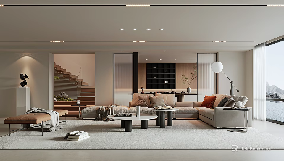 Modern Living Room With Spacious Layout And Stylish Furniture 3d model 
