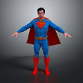 A Man in Blue Superman Suit With Red Cape S Symbol and Red Boots