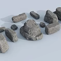 modern stone heap stone block rock 3d model