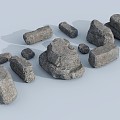 modern stone stone heap stone block rock 3d model