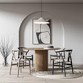 Modern dining table and chair combination chandelier 3d model
