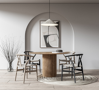 Modern dining table and chair combination chandelier 3d model