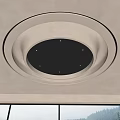 Modern Circular Ceiling Design With Glass Window Green Landscape And Recessed Lights
