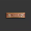 Vintage Brown Suitcase With Orange Trim Colorful Stickers And Worn Texture