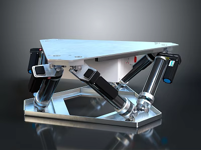 Precision Hexapod Mechanical Platform With Robotic Legs And Industrial Structure 3d model