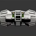Futuristic Sci Fi Vehicle with White Green Color Scheme Multiple Modules Ladder And Engine Components 3d model