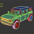 Blue Retro SUV With Black Roof And Wheels Off Road Design