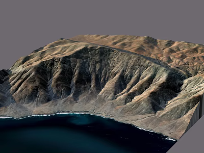 Natural Landscape With Mountain Ranges Coastal Shoreline And Dark Blue Water 3d model