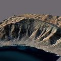 Natural Landscape With Mountain Ranges Coastal Shoreline And Dark Blue Water