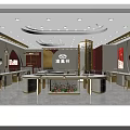 Elegant Modern Luxurious Jewelry Store Interior With Bright Lighting Gold Counters And Floral Decorations
