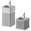 Two Natural Textured Stone Washbasins with Black Faucets Modern Bathroom Design