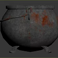 Vintage Metal Cauldron With Three Legs Double Handles And Rustic Design For Household Use