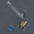 Industrial Crane Equipment With Blue Grab Bucket Yellow Base Metal Frame And Boom Structure