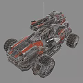 Futuristic Battle Tank With Large Wheels Red Black Mechanical Weaponry Design