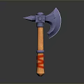 Classic Axe Weapon With Wooden Handle Red Stripes And Metal Head