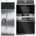 High End Modern Kitchen Appliances Including Stainless Steel Refrigerator Microwave And Oven