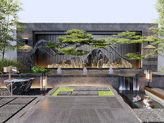 New Chinese style landscape wall landscape wall 3d model