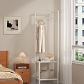 Modern hanger corner rack solid wood bed 3d model