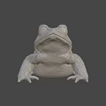 Gray Frog Sculpture 3D Model With Textured Surface And Lifelike Pose
