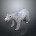 Detailed 3D Polar Bear Model with White Fur Standing on Dark Background and Open Mouth