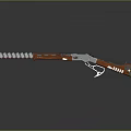 Modern Tactical Shotgun With Orange White Black Finish And Spiral Ammunition Chain