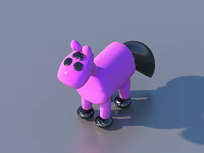 Purple Pony Toy With Black Eyes Tail And Hooves On Gray Background 3d model