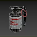 Military Frag Grenade With Black Handle Red Pin Gray Body And White Label Red Text