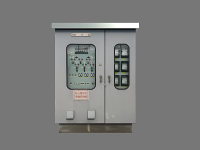 Industrial Electrical Control Cabinet With Double Doors Glass Windows And Instrument Control Panels 3d model