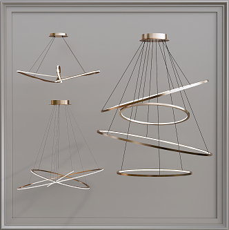 Light luxury chandelier lamp combination 3d model